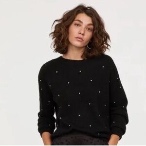 Women's Black Sweater with Subtle Embellishments rhinestone and gold